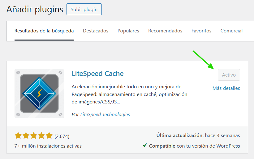 imagen instalacion litespeed cache